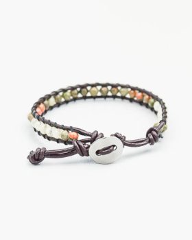 Pulseira Unakite e Quartzo