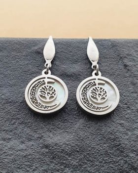 Brincos aço Lua e Árvore