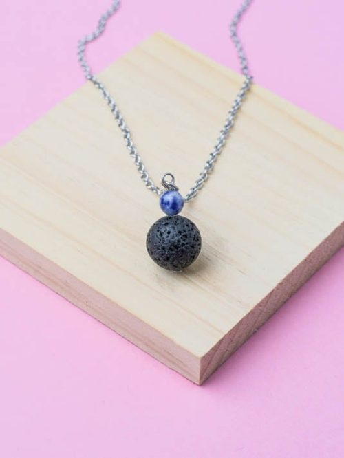 Colar difusor Sodalite e aço