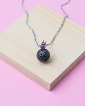 Colar feminino de lava e Ametista