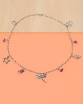 Colares aço senhora com Ametista