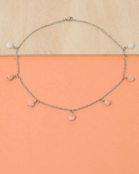 Colar de aço com Opala Rosa