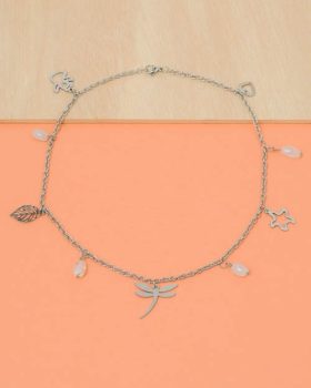 Colar aço e Pedra da Lua