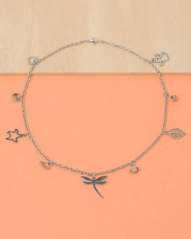 Colar de aço feminino com diamante Herkimer