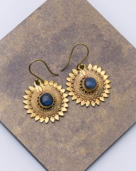 Brincos com pedras azuis de Labradorite