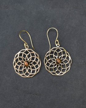 Brincos com pedras Olho de Tigre