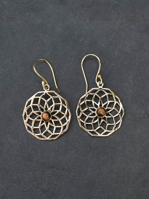 Brincos com pedras Olho de Tigre