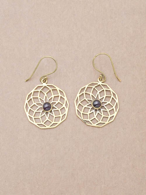 Brincos com cristais Granada e mandala