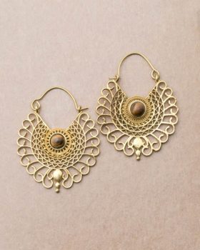 Brincos com pedras Olho de Tigre