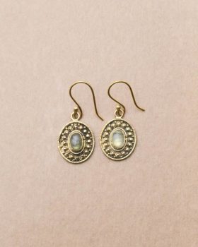 Brincos com pedra Labradorite