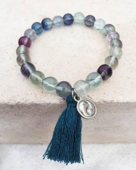 Pulseira pedra Fluorite Arco-íris