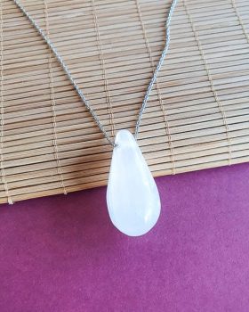 colar pedra selenite branca