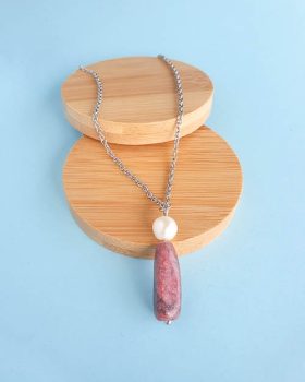 Colar Rodonite e Pérola