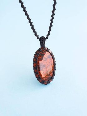 colar macrame obsidiana mahogany