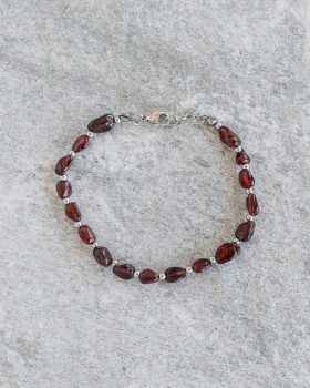 pulseira pedra granada vermelha