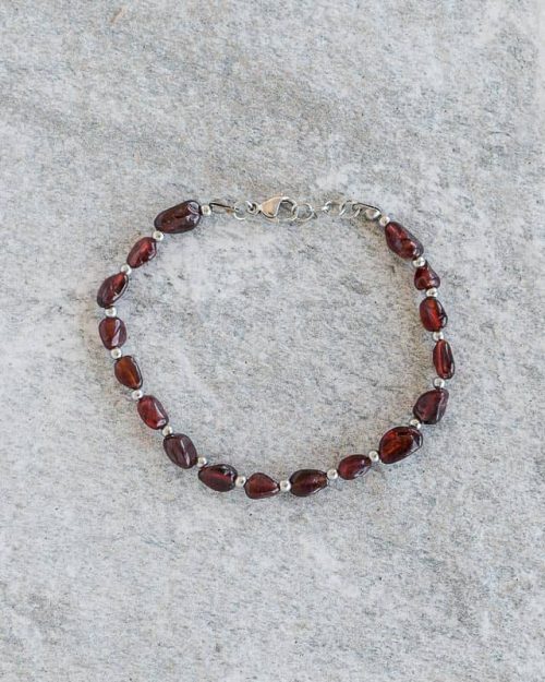 pulseira pedra granada vermelha