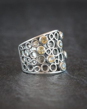 anel prata cristal citrino