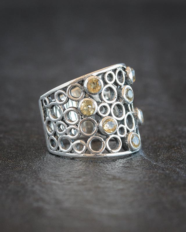 anel prata cristal citrino