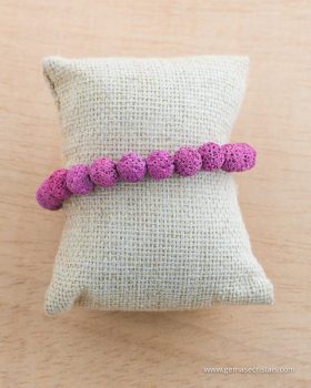 pulseira em pedra vulcânica rosa