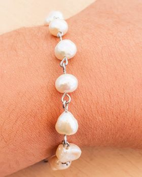 pulseira pérolas e aço