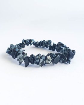 pulseira pedra obsidiana floco de neve