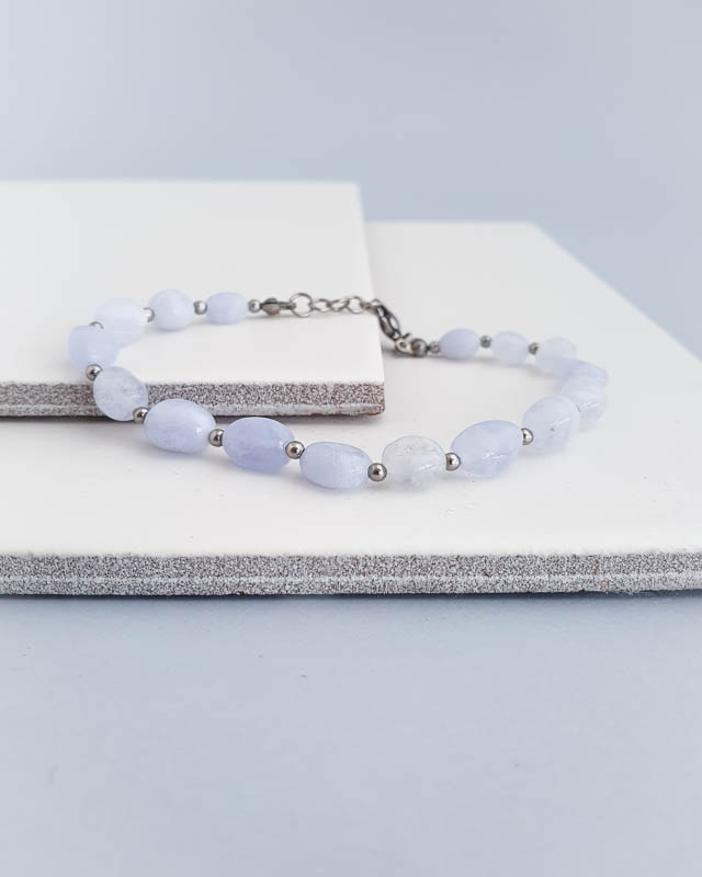 pulseira yuki ágata azul rendada