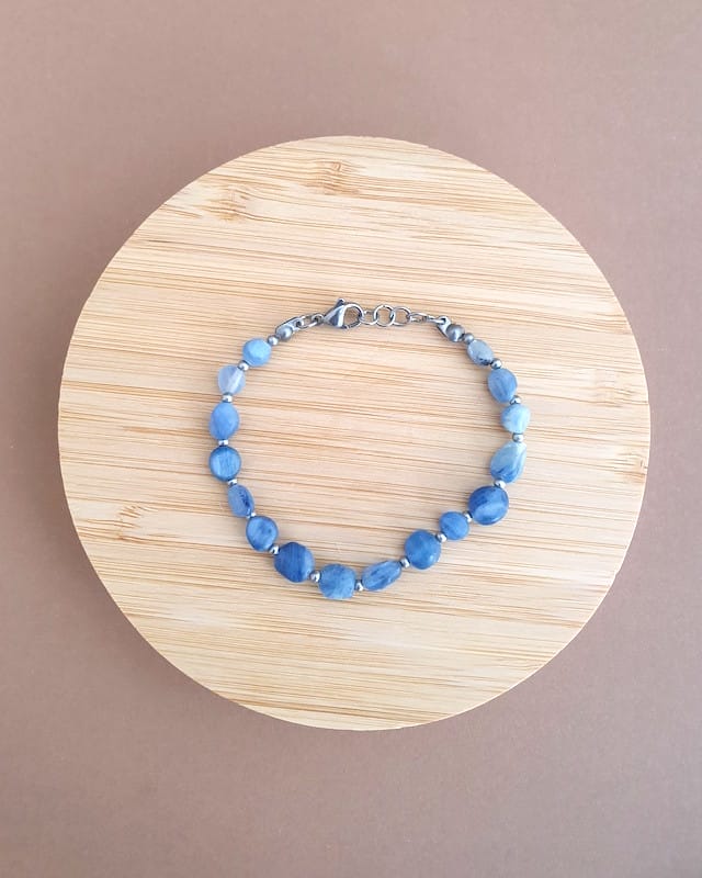 pulseira pedra cianite azul