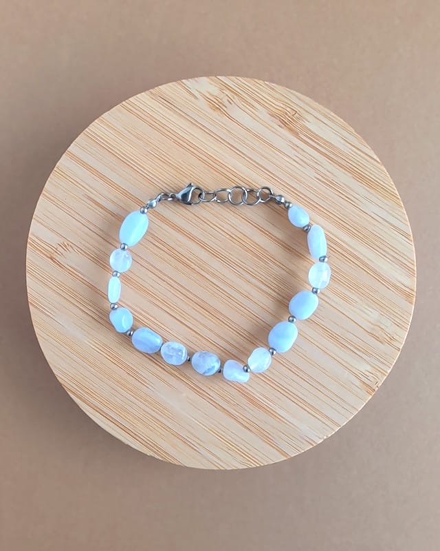 pulseira cristal agata azul rendada