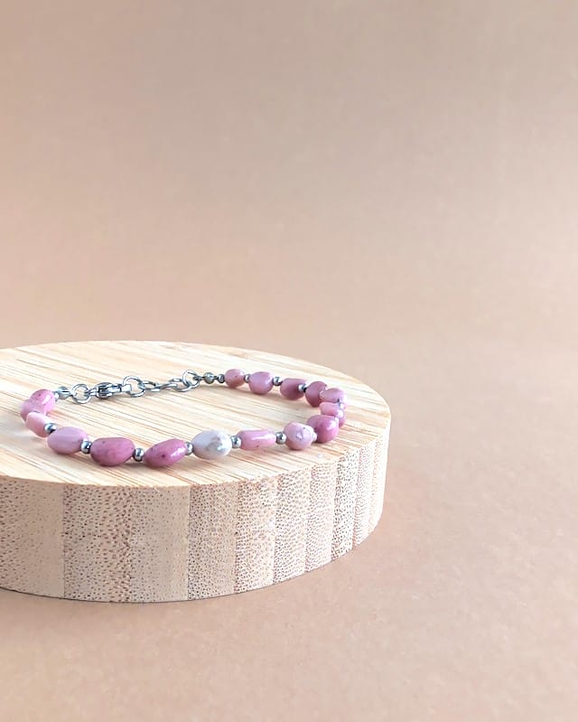 pulseira de cristais opala rosa