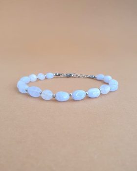pulseira pedra agata azul rendada
