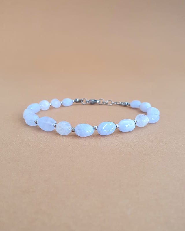 pulseira pedra agata azul rendada