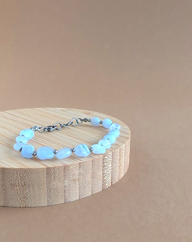 pulseira yuki ágata azul rendada